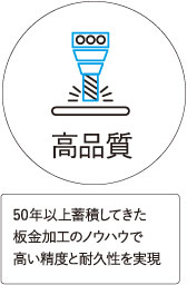 50年以上蓄積してきた板金加工のノウハウで高い精度と耐久性を実現